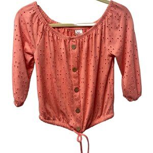 Y2K No Boundaries Off Shoulder Crop Top Women’s Blouse Sz 3-4 Coral Vtg Beach